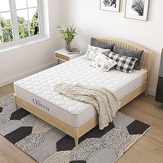 NapQueen 8 Inch Innerspring Twin Size Medium Firm Memory Foam Mattress, Bed in a Box, White