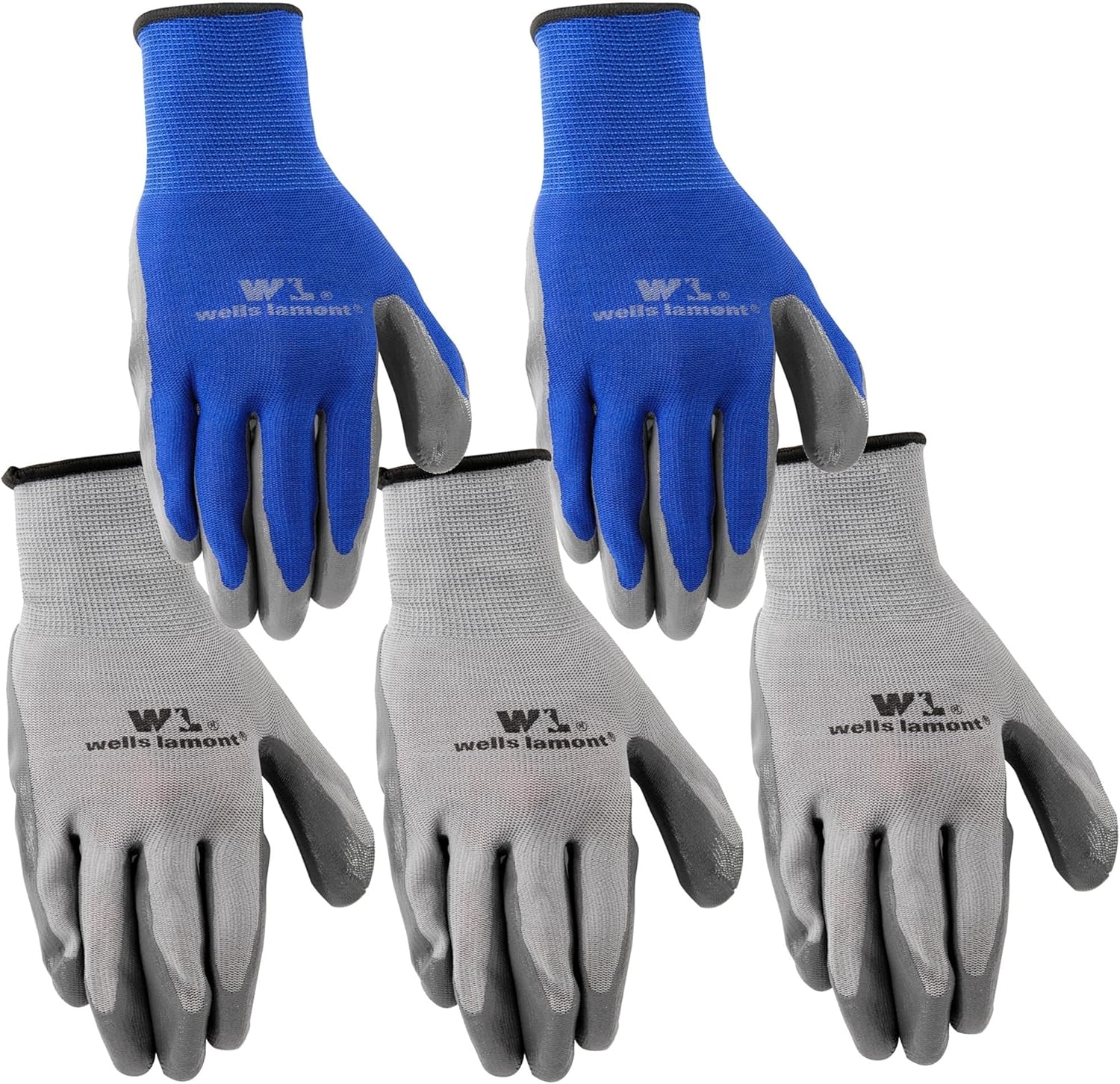Wells Lamont Pack Nitrile Work Gloves | Lightweight, Abrasion Resistant, Blue/Grey | Large
