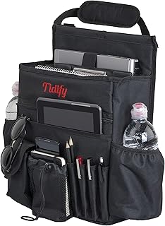 Tidify Car Front Seat Organizer [2023 UPDATED] with Dedicated Tablet and Laptop Storage Stabilizing Side Straps Soft Adjustable Shoulder Strap and Hardened Buckles Your Office Away from Office