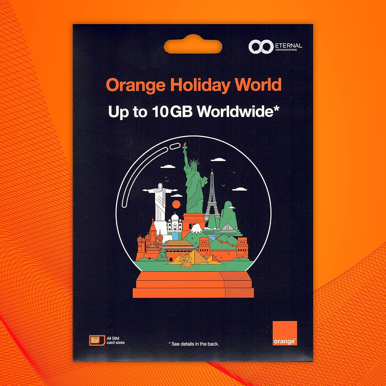 Preloaded Orange Travel Sim Card with 10GB of 4G Worldwide Data. Use in Over 150 Countries (UK, Europe, USA, UAE, Turkey, China, Thailand, Jamaica & More). Lasts for 14 Days. Tethering Allowed