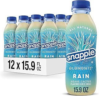 Snapple Elements Rain Agave Cactus Juice Drink, 15.9 Fl Oz Recycled Plastic Bottle, Pack Of 12, All Natural, No Artificial Flavors Or Sweeteners, Contains 10% Real Juice