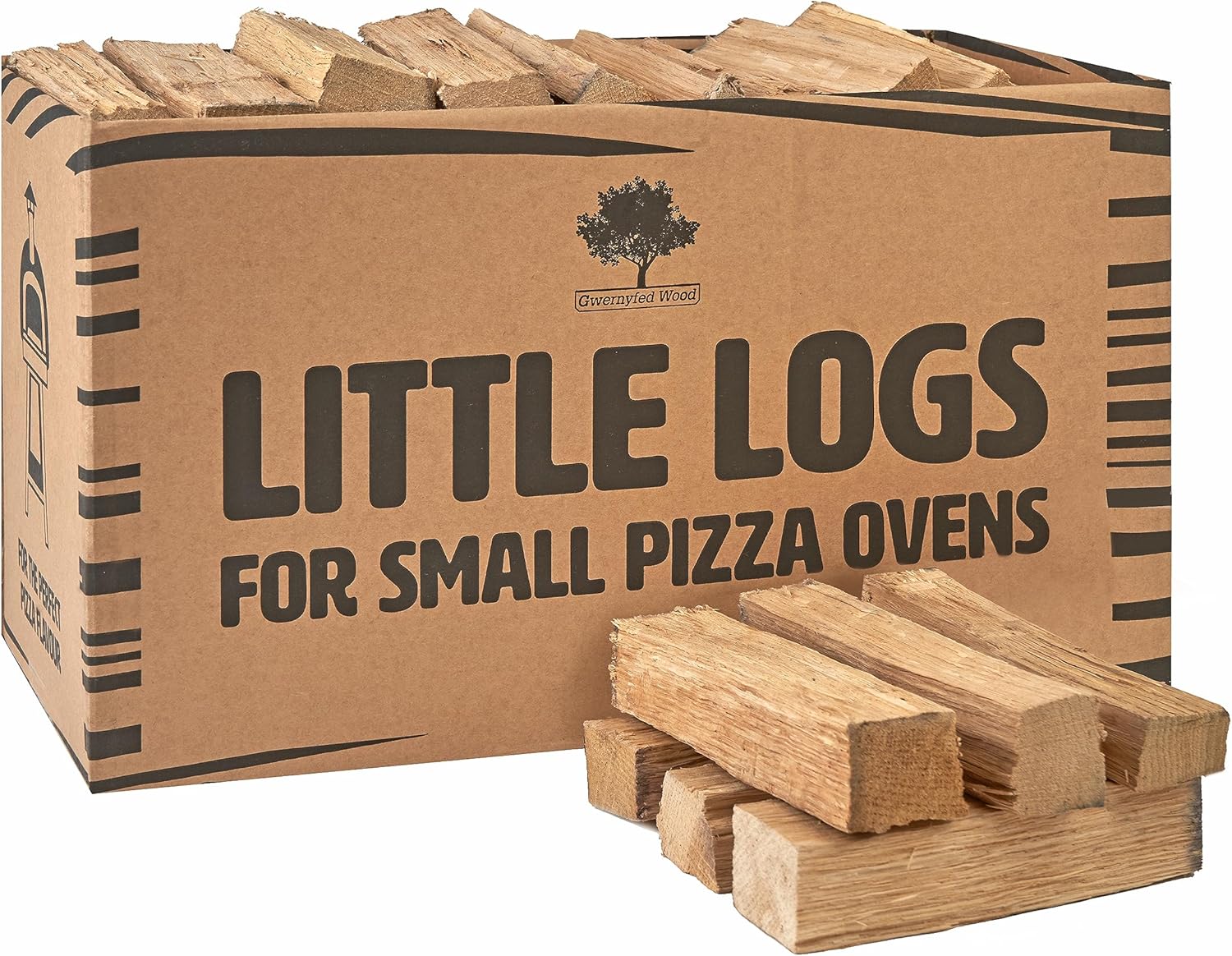 Small Pizza Oven Wood Logs 12.8L Box. Kiln Dried Oak 15cm Long Enhance Your Pizza Experience with Premium Hardwood Pizza Oven Logs - Hand Packed in Wales for Optimal Flavour - 4.5KG (1 Box)