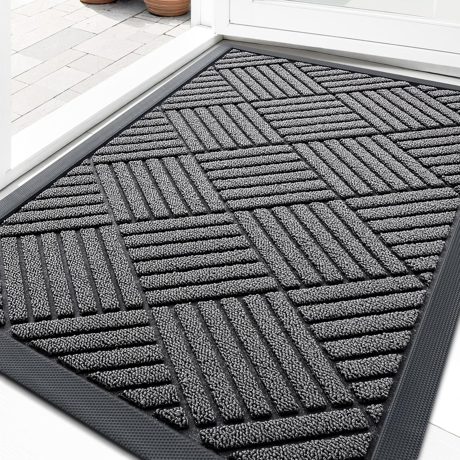 OLANLY Front Door Mat Outside Entrance, Waterproof Heavy-Duty Doormat