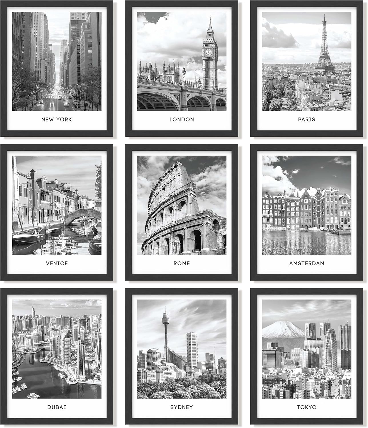 97 Decor Black White City Wall Art Print - Cityscape Pictures, Famous Architecture Landscape Artwork Wall Decor, European Buildings Poster, New York Skyline Photo (8x10 UNFRAMED)