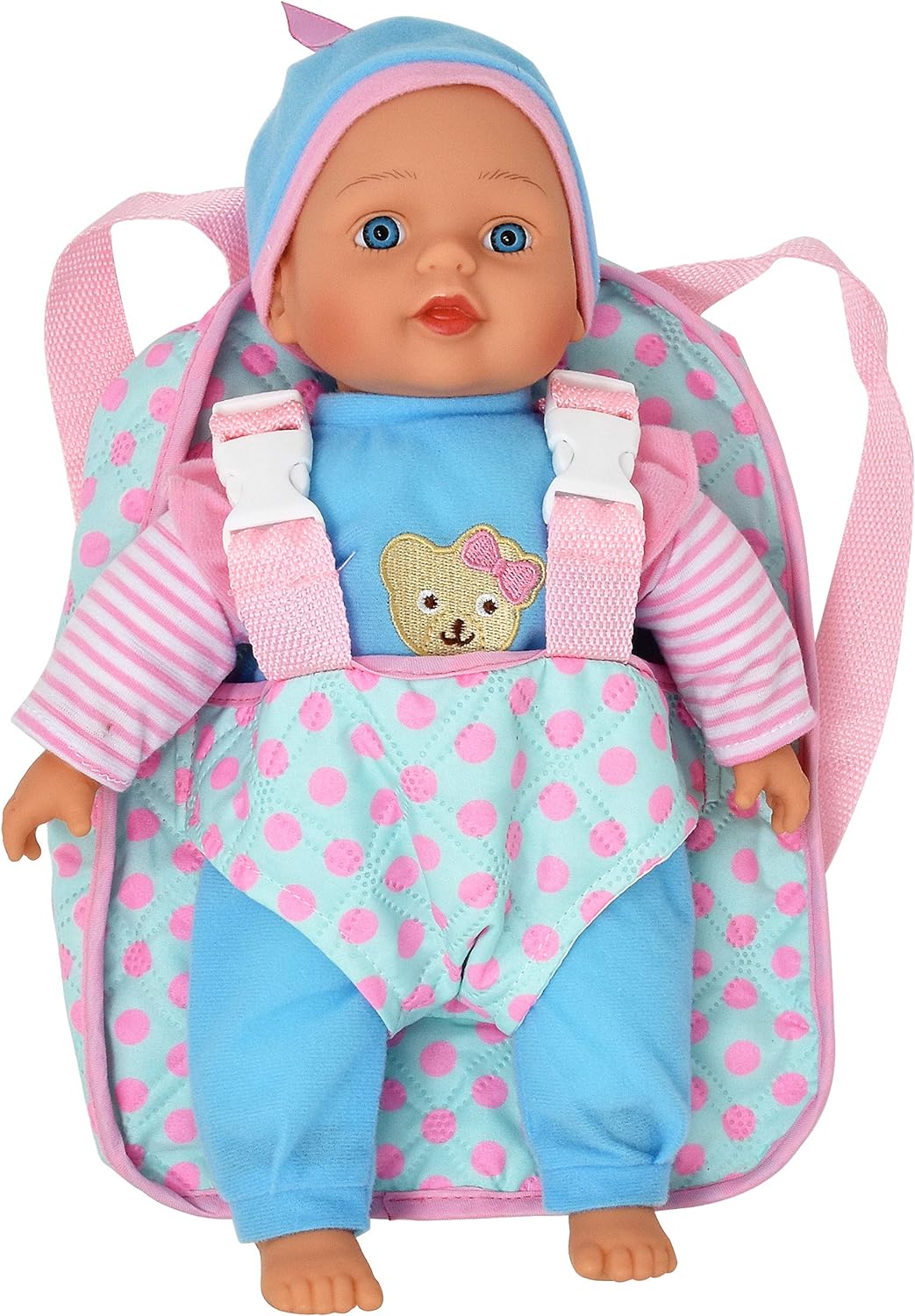 13in Soft Baby Doll with Take Along Pink Backpack Carrier, Briefcase Pocket Fits Accessories and Clothing