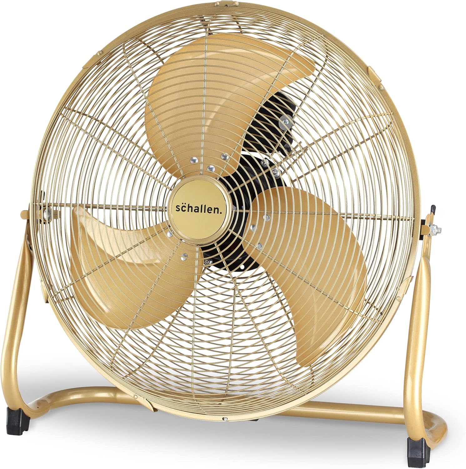 Schallen Champagne Gold Sturdy Metal High Velocity Cold Air Circulator Adjustable Floor Fan with 3 Speed Settings (18")