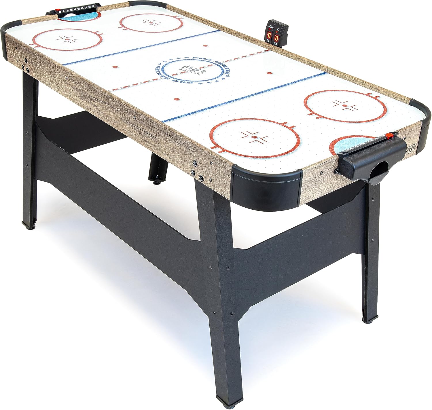 GoSports 54 Inch Air Hockey Arcade Table for Kids & Adults - Oak or Black - Includes 2 Pushers, 3 Pucks, AC Motor, and LED Scoreboard