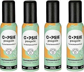 Pre Poop Spray - 4 Pack Natural Pre Poo Toilet Spray for Bathrooms, Trap Odors & Eliminate Embarrassment, 2oz Travel Size Pre Poo Air Freshener Spray (Mediterranean Sage)