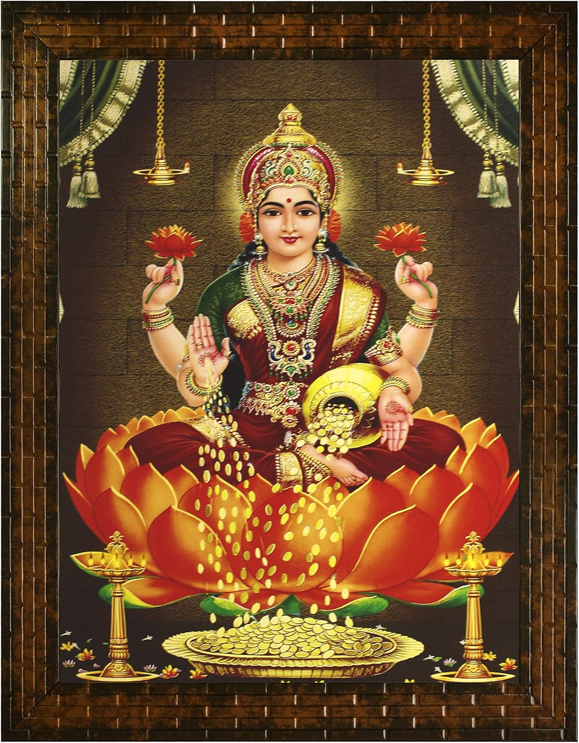 Indianara GODDESS LAXMI Painting -Synthetic Wood, 27x30.5x1cm, Multicolour