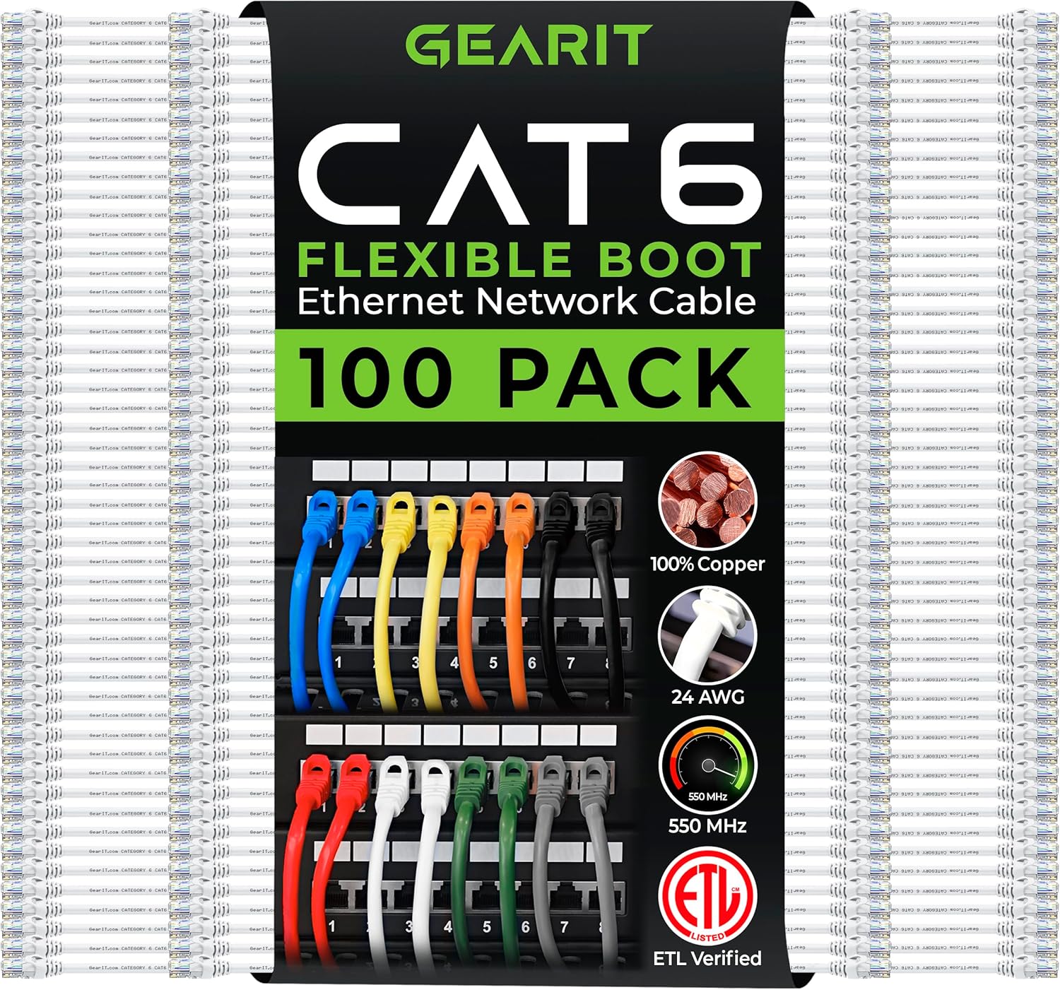 GearIT Cat6 Cable 0.5 ft 6 in (100-Pack) - Cat6 Ethernet Cable, Cat 6 Ethernet Cable, Cat6 Patch Cable, Cat 6 Patch Cable, Cat 6 Cable, Network Cable, Internet Cable - White 0.5 Feet