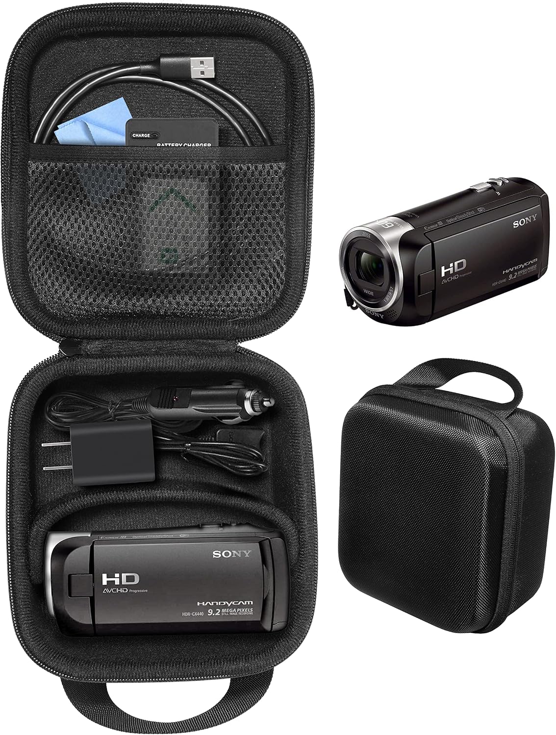 CaseSack Camcorder Case for Sony HD Video Recording HDRCX440, HDRCX405 Handycam; Canon VIXIA HF R800, Panasonic HC-V180K, Kimire HD Recorder, Sony HDRAZ1VR/W, SiOnyx Aurora Day/Night Action Camera