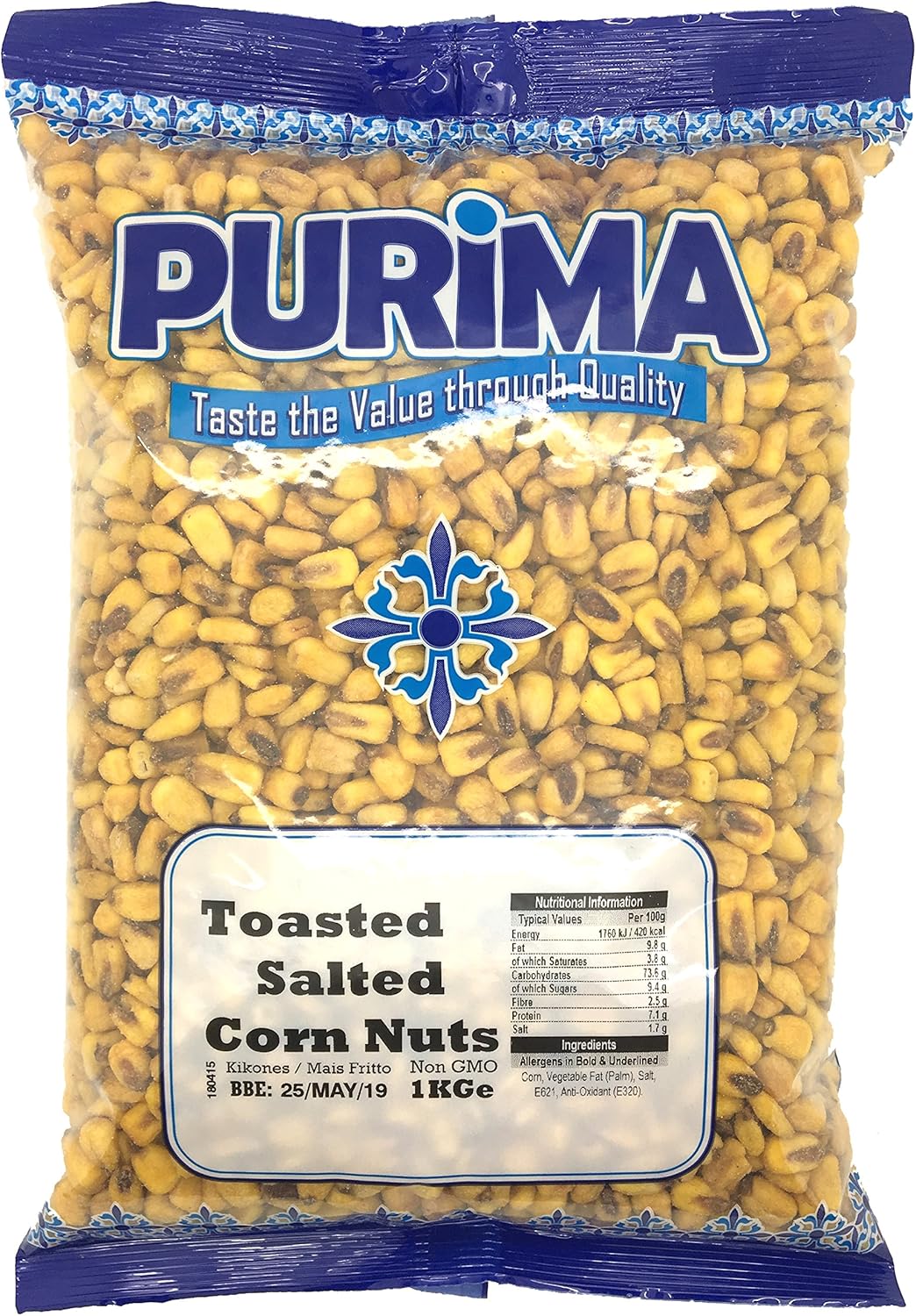 Toasted Corn 1kg – Original Salt Flavour - Roasted Salted Corn Nuts Kernels - Premium Fresh Crispy Crunchy Authentic Spanish Savoury Snack – Ready to Eat - Bulk Bag – Vegan Plant Based Snacks PURIMA