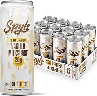 High Protein Vanilla Milkshake with 60mg Caffeine & 20g Protein - Ready to Drink, Sugar Free, Lactose Free Milk, Perfect for Workout Recovery & Afternoon Pick Me Up Protein Shake - 12 Count
