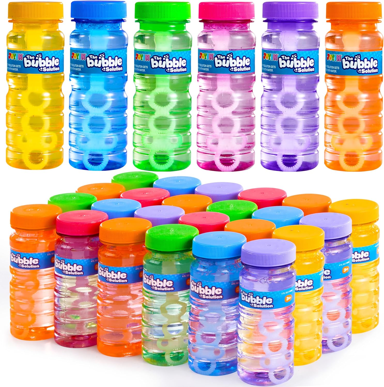 JOYIN Bubble Bottles 6/12/24/36PCS (4oz Solution), Bubbles for Toddlers 1-3, Blow Bubbles Solution Wand Bulk for Party Favors for Kids, Toddler Summer Outdoor Toys Gift for Kids (6)
