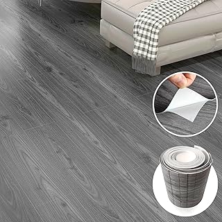 Grey Wood Peel and Stick Floor Tile, 36 Pack 54 Sq.Ft,（NO Sticky Residue Left）Vinyl Flooring Tiles Wood Plank, Self-Adhesive DIY Flooring for Bathroom,Bedroom, Living Room, （36" x 6"，Nature Grey）