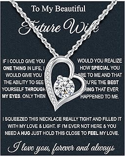Wife Necklace From Husband To My Wife Necklace Soulmate Necklace For Women Future Wife Jewelry Birthday Christmas Valentine's gifts For Girlfriend Message Card & LED Box
