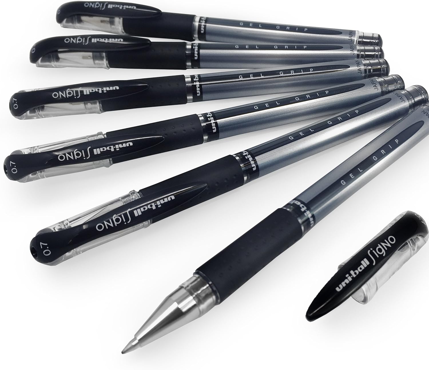 Uni-Ball UM-151S Signo Gel Grip Rollerball Pen – 0.7mm – Black – Pack of 6