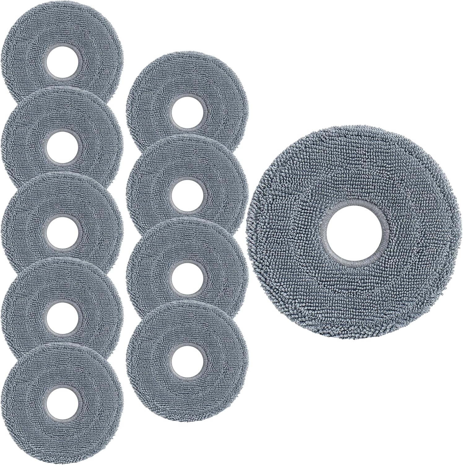 10Pcs Microfiber Vacuum Robot Mop Pads,Compatible Roborock Qrevo Series/Dreame X+L Series/Ecovacs Deebot Series,Suitable for The Installation Bracket of Most Robot Disc Mop,Reusable and Durable