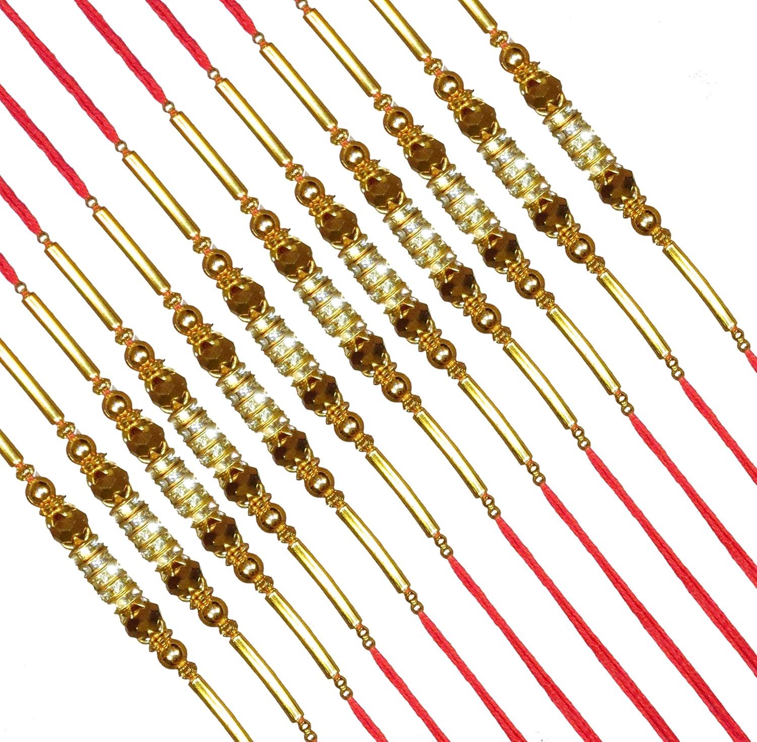 golden stone rakhi combo for brother | rakhi for brother and bhabhi | rakhi set of 12 | rakhi (Pack of 12), Stone