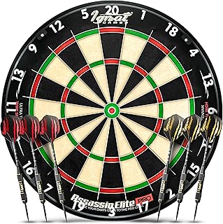 IgnatGames Dart Board Professional- Competition Size Kenyan Sisal Dart Board for Adults - Staple-Free Ultra-Thin Wire Spider Dartboard + Accessories & SnapFit Dartboard Mounting Bracket
