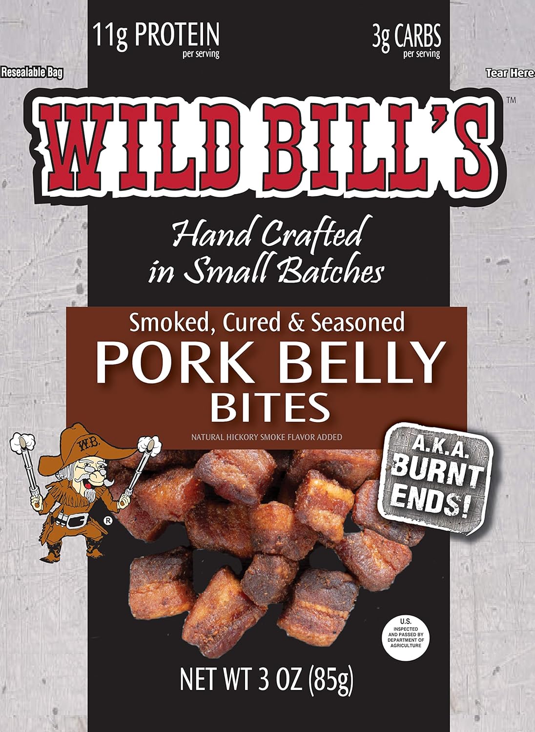 Wild Bill’s Pork Belly Bites 3 Ounce Pack (3 count)
