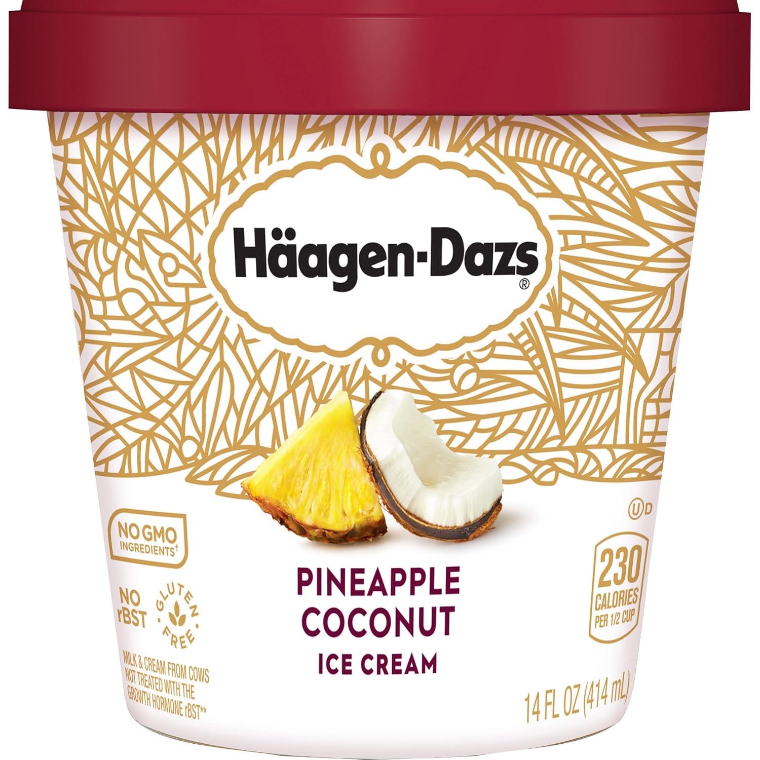 Haagen-Dazs, Pineapple Coconut Ice Cream, 14 oz (Frozen)