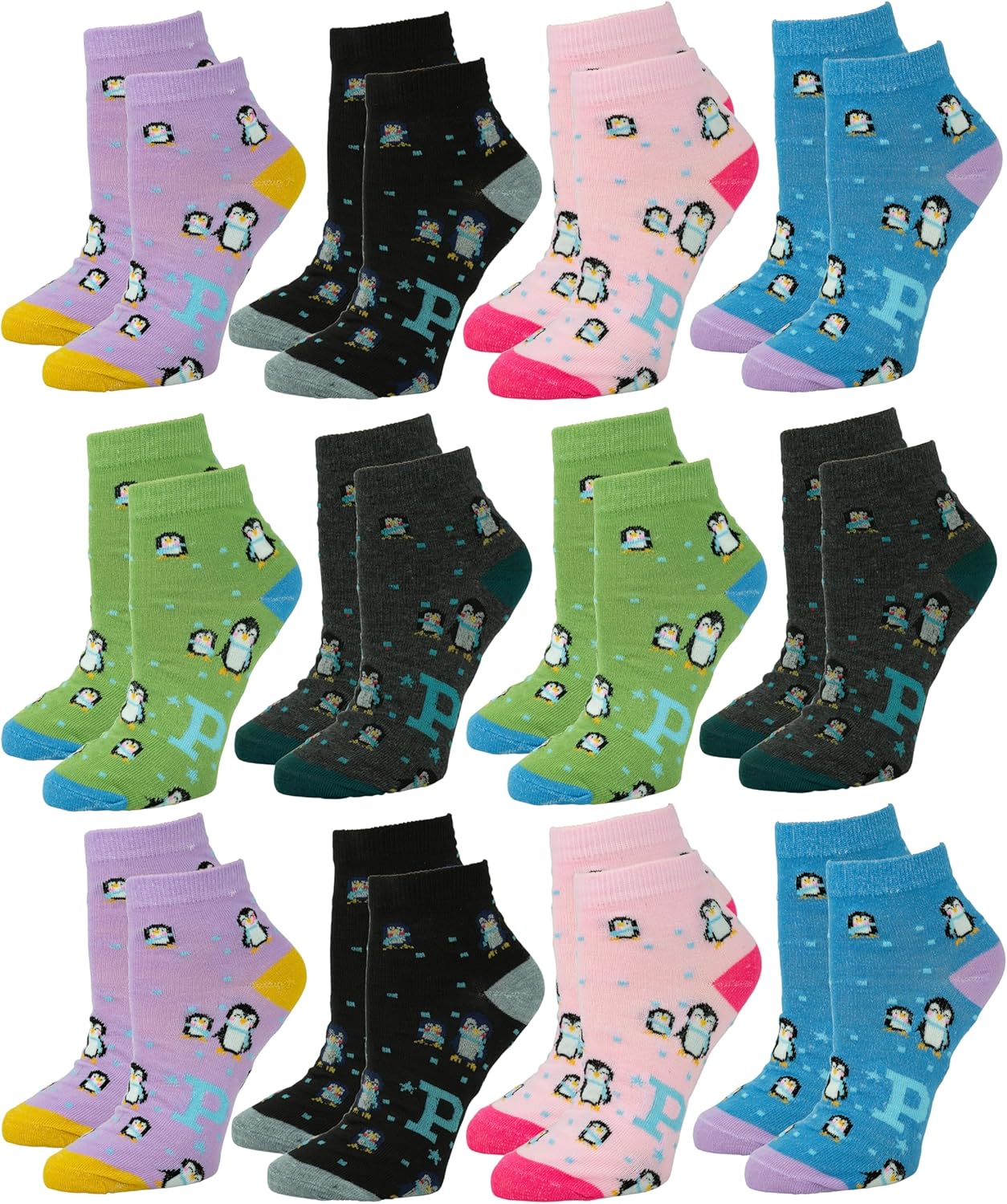 Gelante 12-Pair Women's Ankle Socks, Colorful Comfortable Lightweight Breathable Athletic
