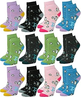 Gelante 12-Pair Women's Ankle Socks, Colorful Comfortable Lightweight Breathable Athletic