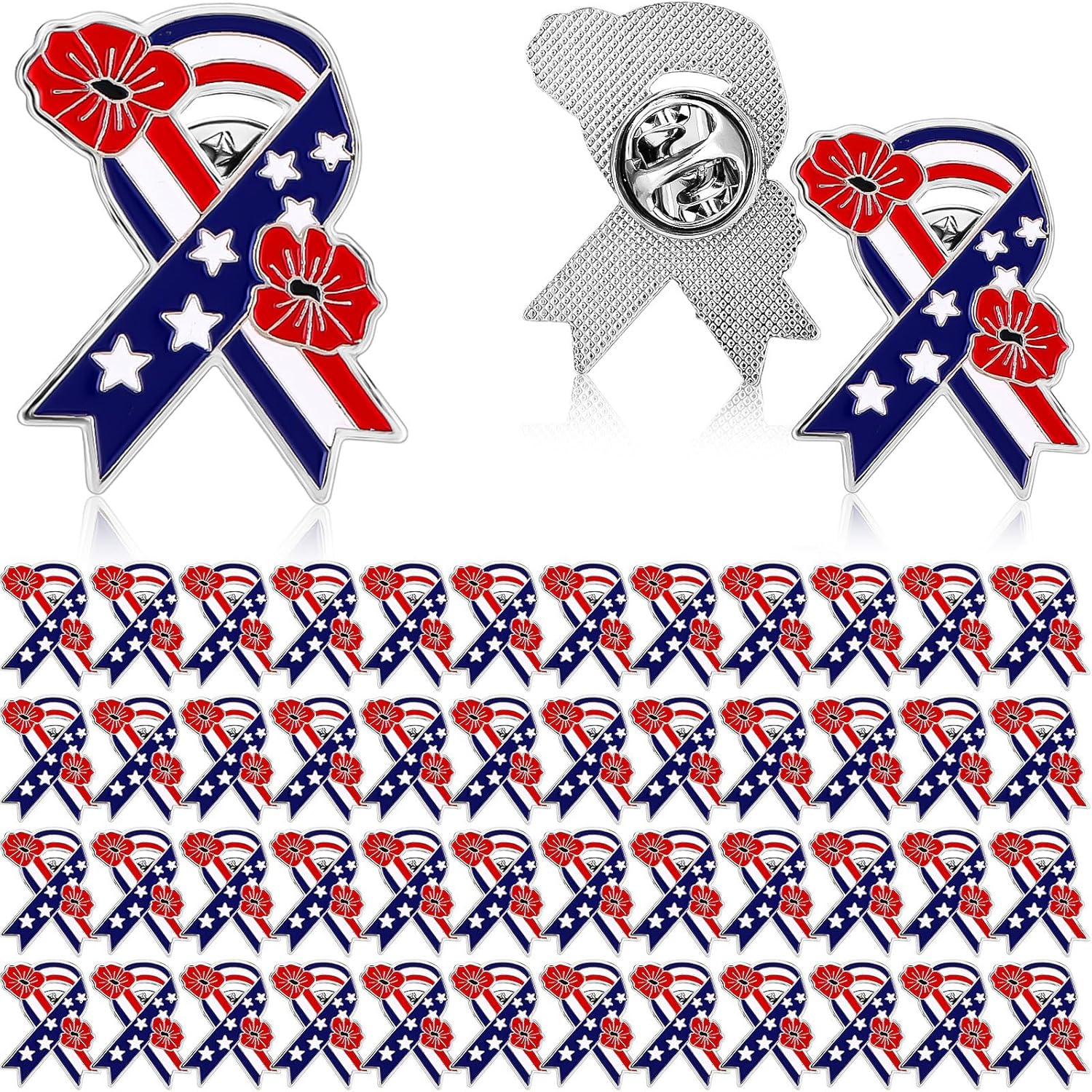 Tondiamo Veterans Day Poppy Pin Patriotic Poppy Flower Pin American Flag Memorial Day Brooch for Veterans Memorial