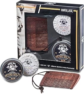 Beard Kit for Men - Sandalwood Beard Comb, Beard Soap, and Beard Balm - Fine Tooth Mustache Comb - Mens Beard Kit for Care and Grooming in Premium Gift Box