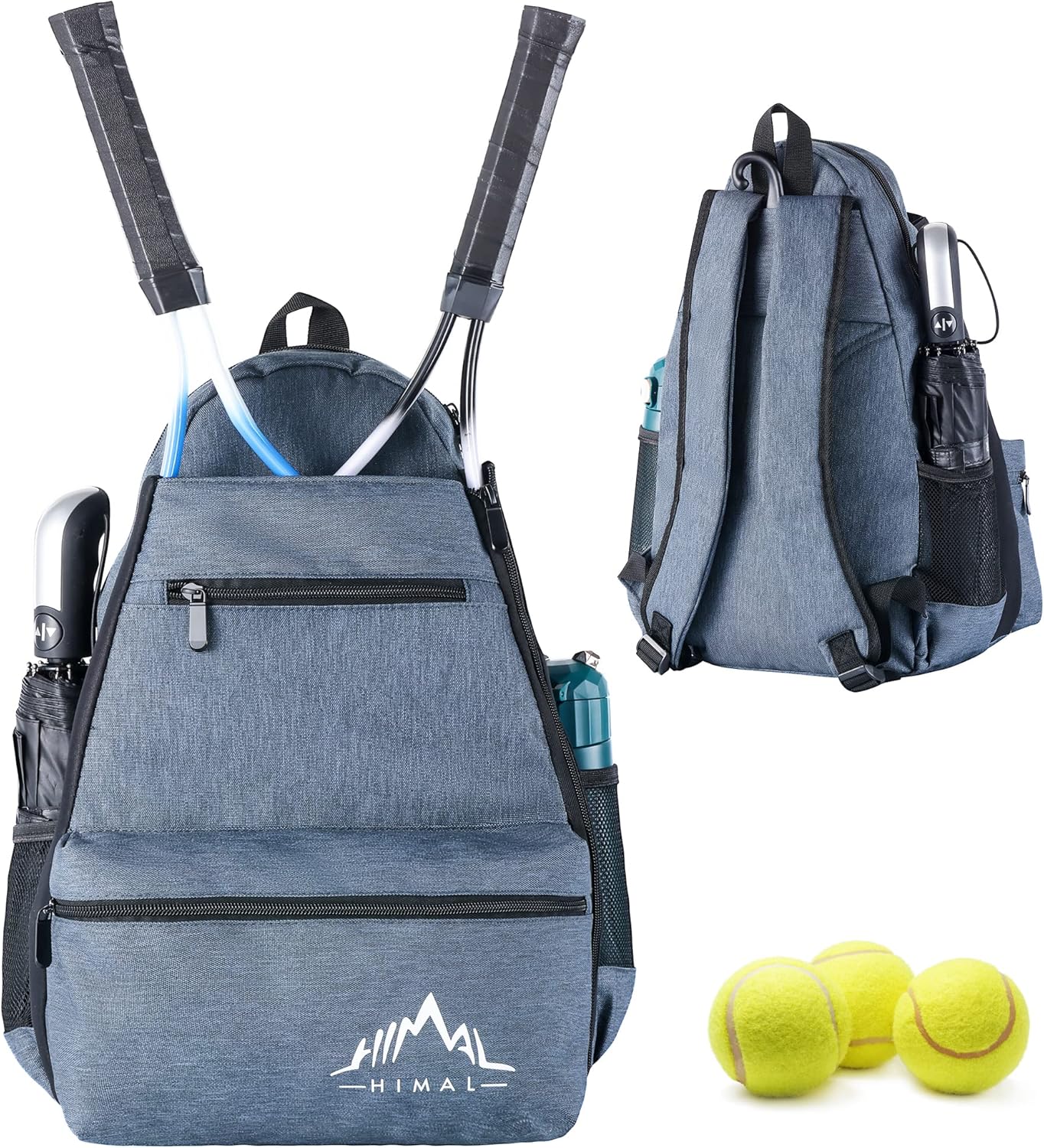 Himal Outdoors Tennis Backpack Tennis Bag - Large Storage Holds 2-3 Rackets and Necessities With Tennis,Pickleball,Racketball,Suitble for Women,Men and Teenagers