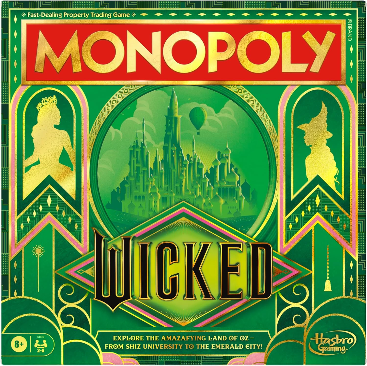Monopoly Wicked Edition Board Game | Inspired by The Motion Picture | Ages 8+ | 2 to 6 Players | 30 Mins. | Family Games for Kids, Teens, and Adults