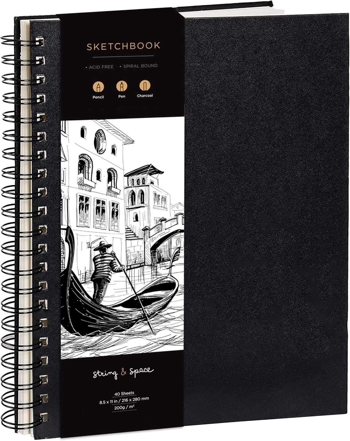 A4 Sketchbook for Artists Hardcover – 200GSM Very Thick Paper – Large Sketch Pad Art Book, Spiral Bound Book for Children – Drawing Book 21.6x28cm, 40 Sheets / 80 Pages
