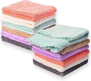 Kyapoo Baby Washcloths 12 Pack 12x12 Inches Microfiber Coral Fleece Extra Absorbent and Soft for Newborns, Infants and Toddlers