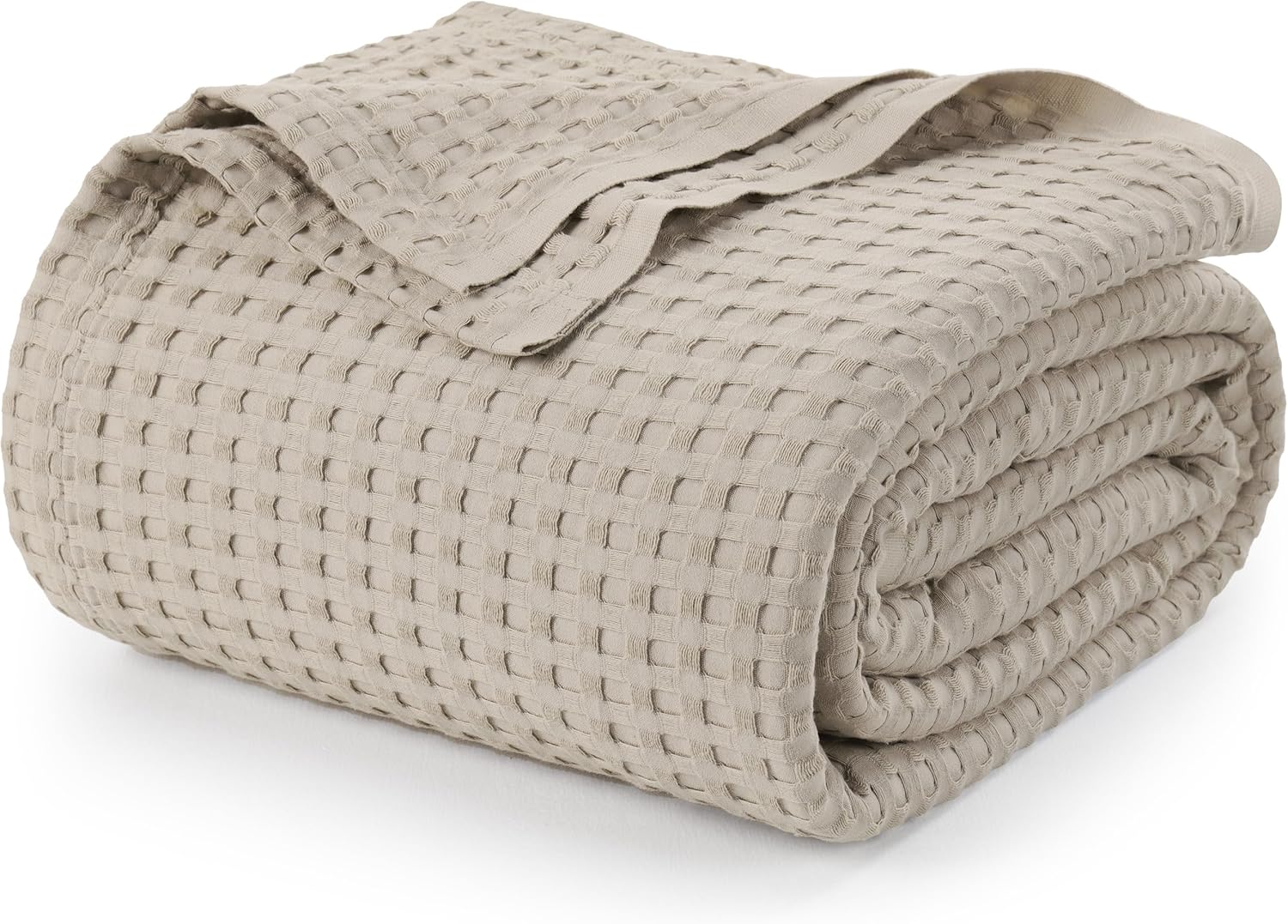 Utopia Bedding Khaki 100% Cotton Waffle Blanket 300 GSM [King - 90x108 Inch] Soft Lightweight Breathable Bed Blanket for All Season