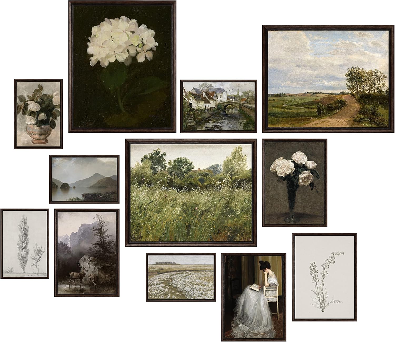 97 Decor Vintage Wall Art Prints - Vintage Posters For Room Aesthetic, Moody Vintage Prints For Wall Decor, French Country Botanical Paintings, Cozy Cottage Gallery Prints For Bedroom (Unframed)