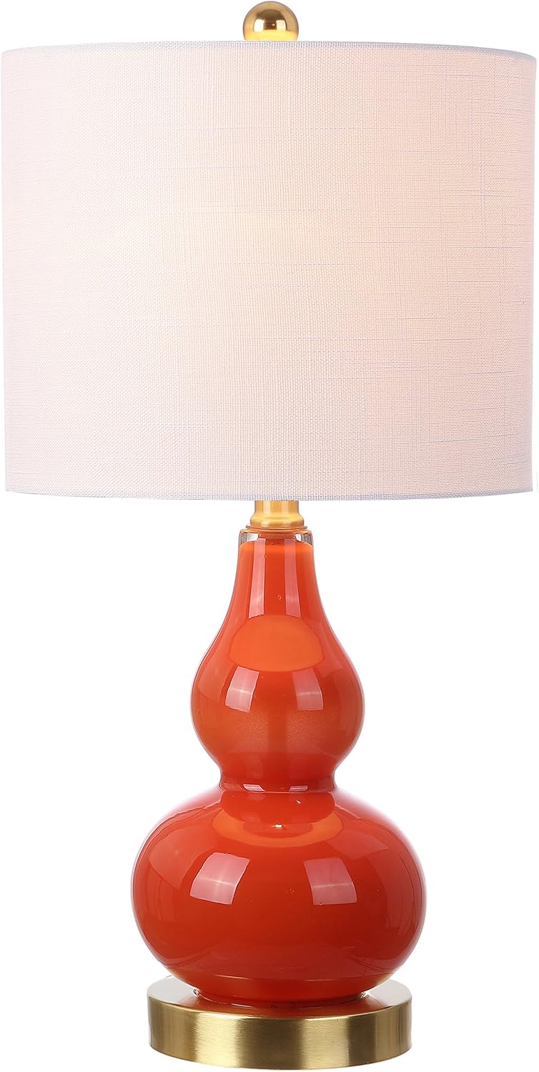 JONATHAN Y JYL1028G Anya 20.5" Mini Glass LED Table Lamp, Transitional, Glam, Midcentury, Modern, Elegant, Office, Living Room, Family Room, Dining Room, Bedroom, Hallway, Foyer, Sunset Orange