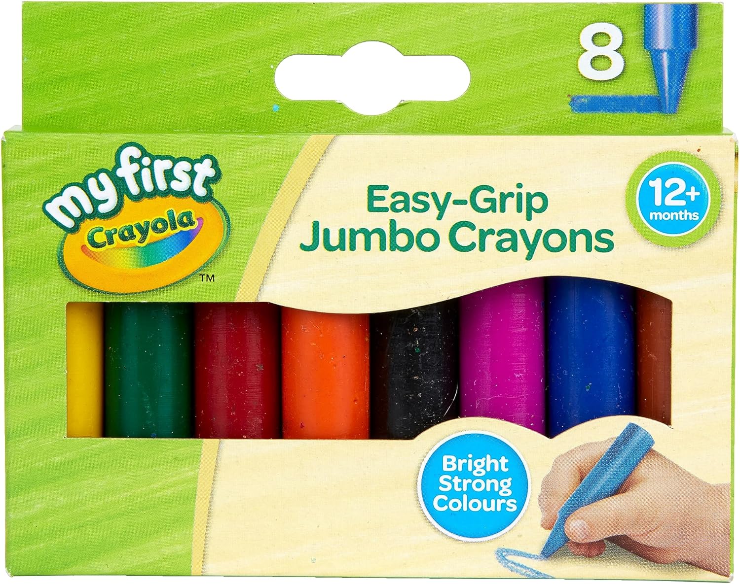 CRAYOLA MyFirst Jumbo Crayons - Assorted Colours Easy-Grip Colouring Crayons Perfect for Toddlers Hands Ideal for Kids Aged 12 Plus Months, Multicolor, (Pack of 8)