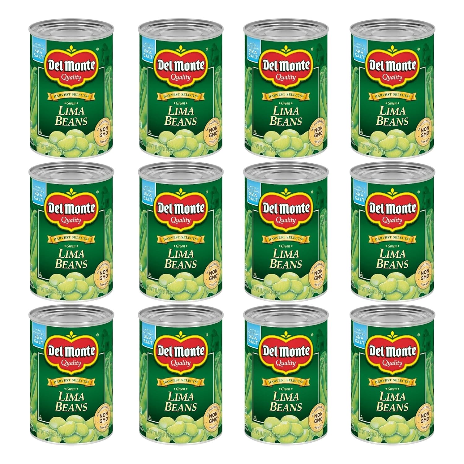 DEL MONTE HARVEST SELECTS FRESH CUT Green Lima Beans, Canned Vegetables, 12 Pack, 15.25 oz Can