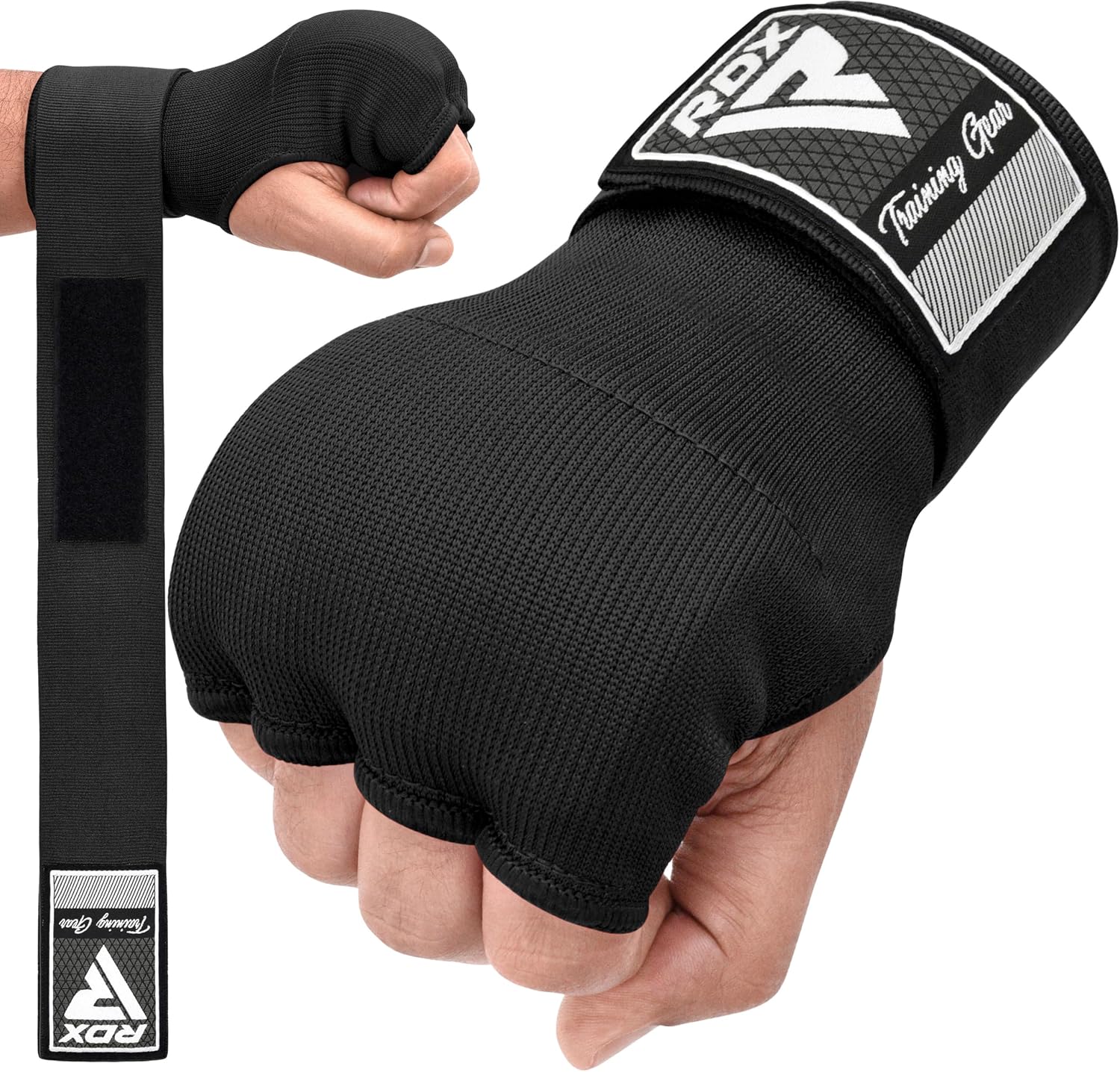 RDX Gel Boxing Hand Wraps Inner Gloves for Men Women, Quick 100cm Long Wrist Straps, Elasticated Padded Fist Hand Protection, Adults Kids, Muay Thai MMA Martial Arts Training Under Mitt Bandages
