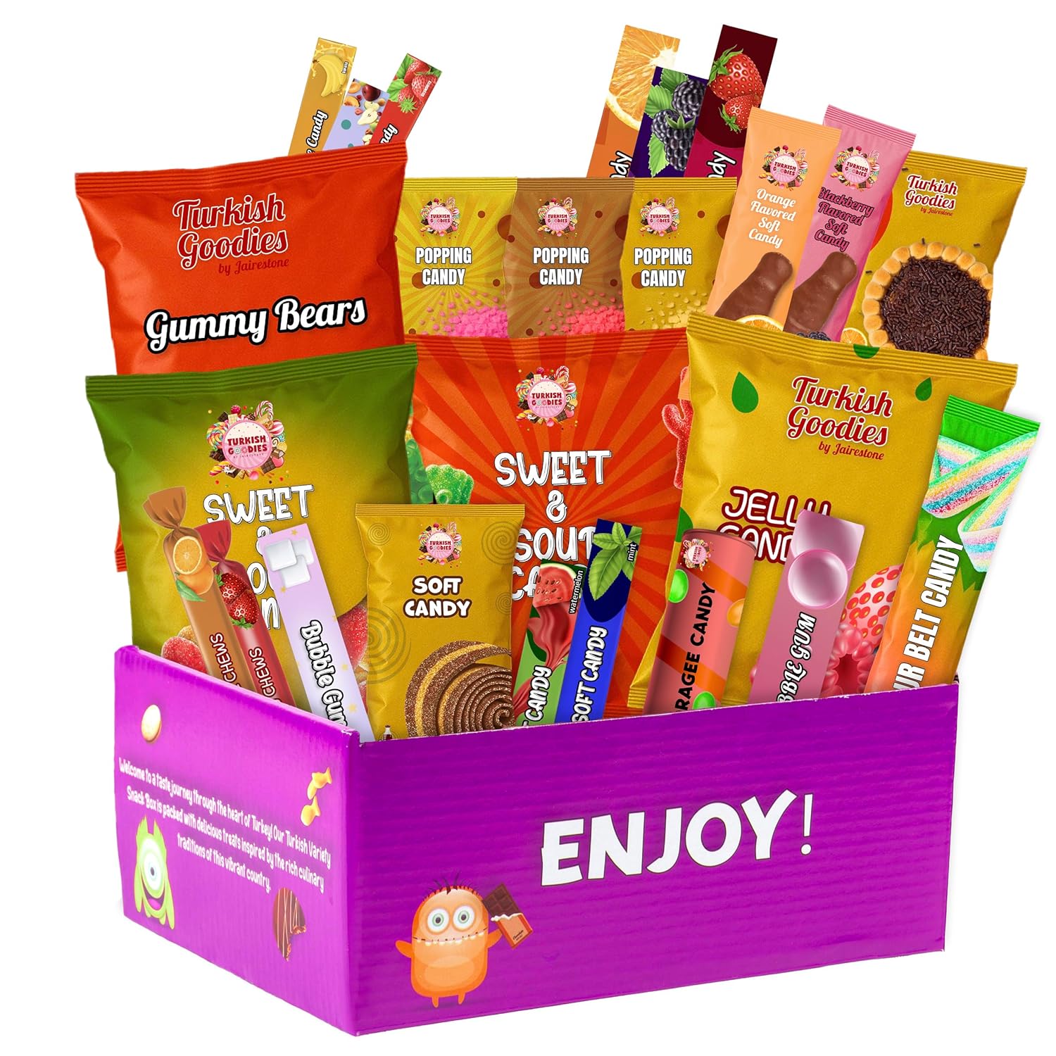 Foreign Candy Gift Box - Exotic Snacks Assortment – International Treats for Gifts and Celebrations - 35pcs Turkish Unique Mystery Snacks Crate