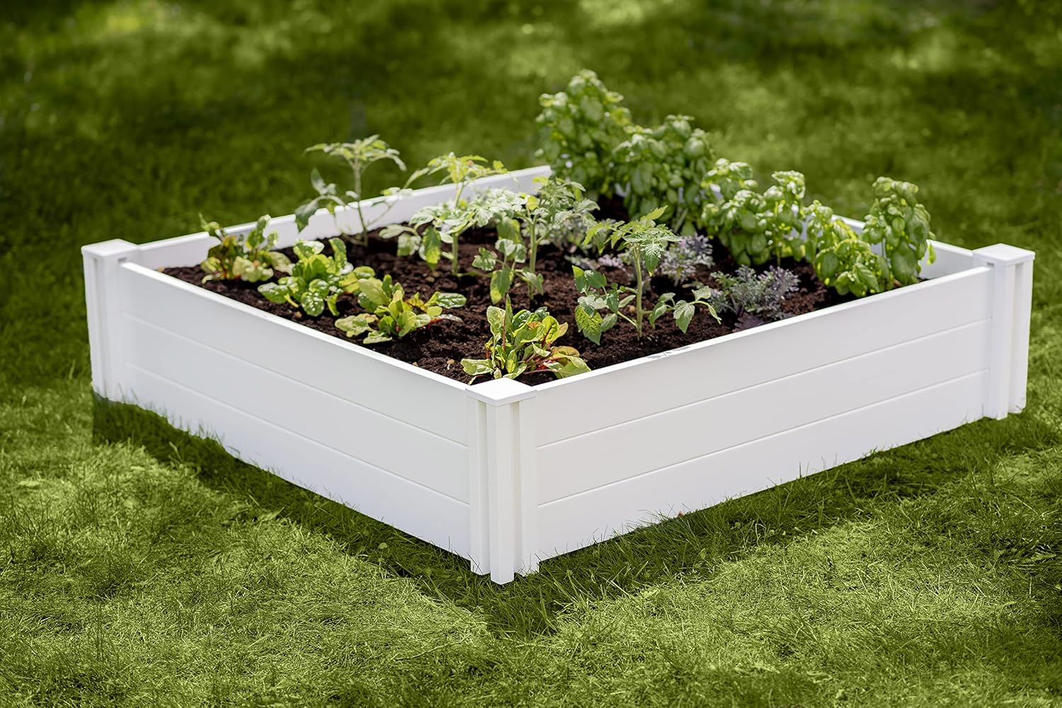 Vita Classic 4 Foot x 4 Foot x 11 inch White Vinyl Raised Modular Garden Bed, White, PVC, BPA and Pthalate Free, VT17108