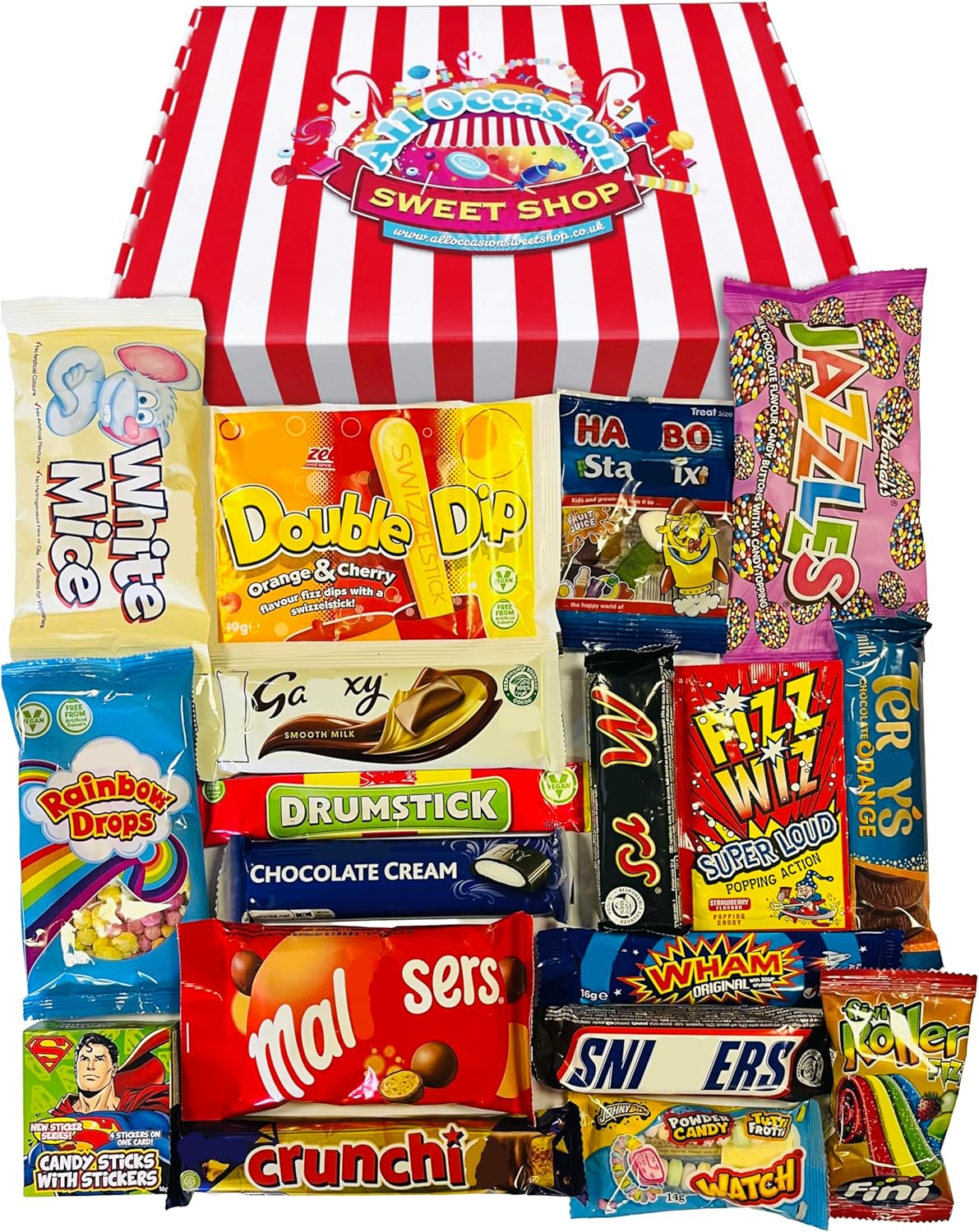 Chocolate and Retro Sweets Gift Box Hamper | Assorted Selection Box of Chocolate Bars & Sweets | Happy Birthday Sweet Treats Present