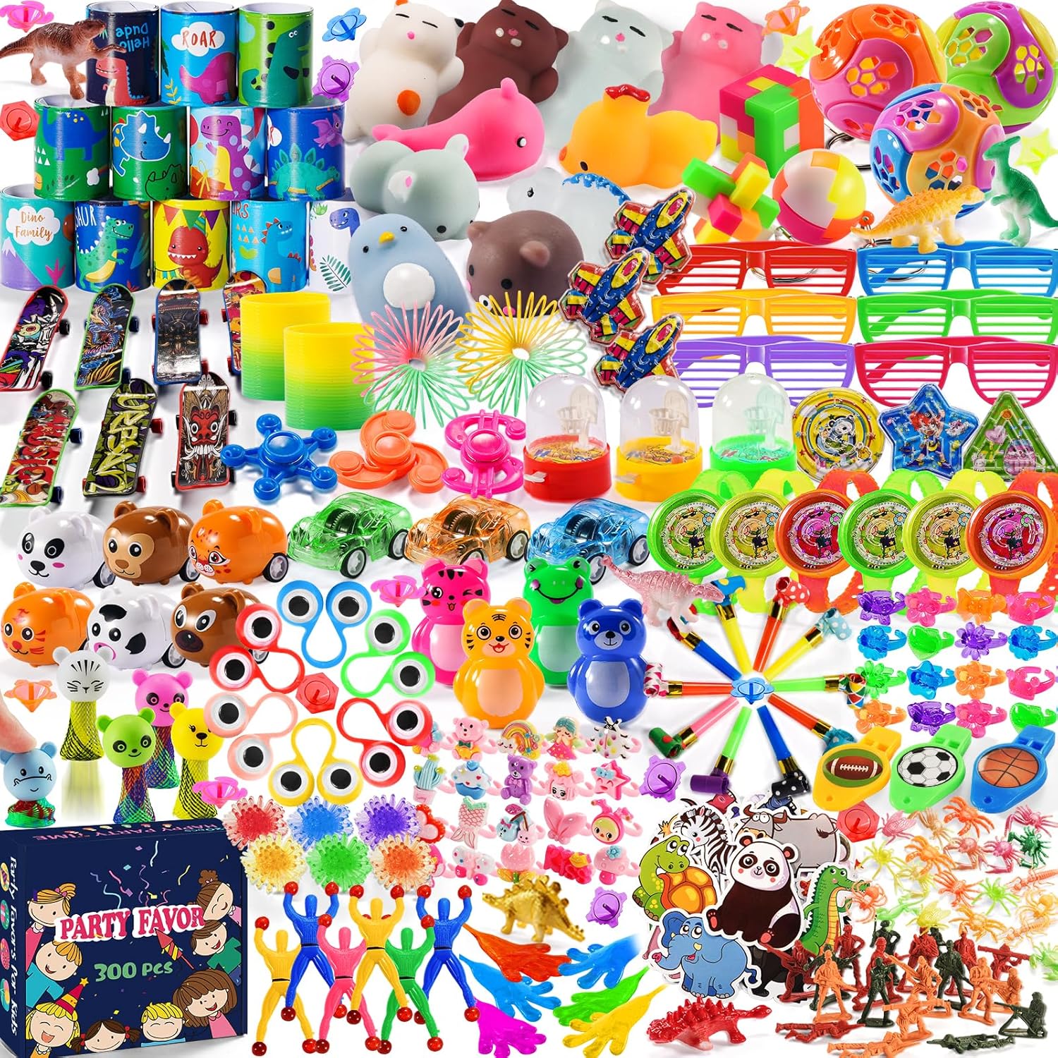 300 PCS Party Favor for Kids Goodie Bags Stuffers, Prize Box Toys for Kids Classroom Bulk, Small Fidget Toys Pinata Fillers, Treasure Chest for Students Rewards, Carnival Prizes, Birthday Gifts