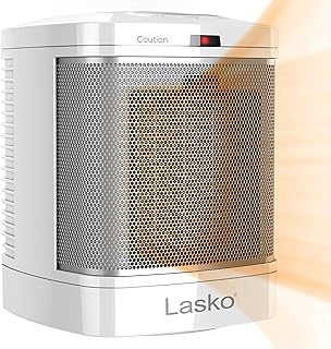 Lasko CD08200 Small Portable Ceramic Space Heater for Bathroom and Indoor Home Use, White, 6.25 x 6.25 x 7.65 inches