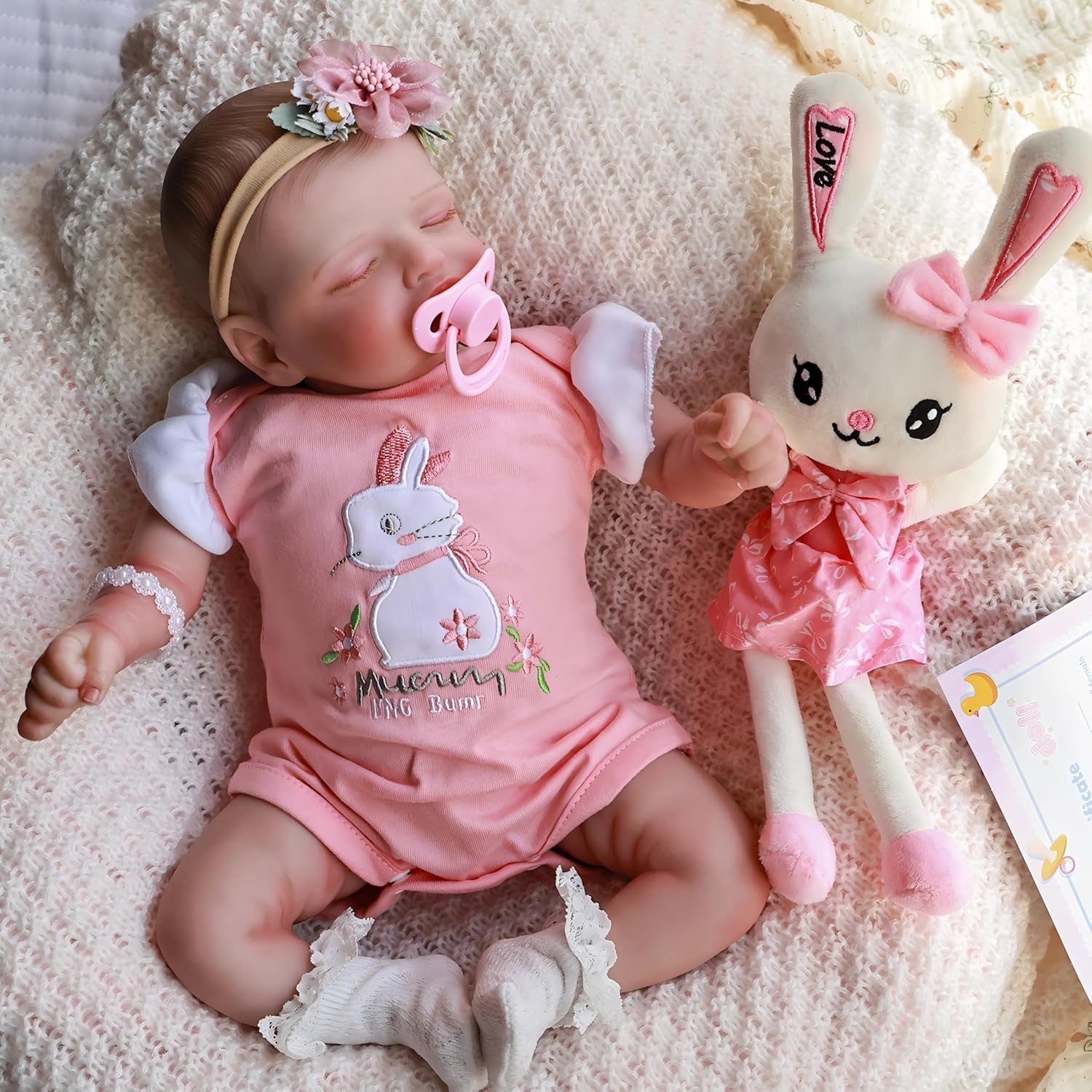 Pinky Lifelike Reborn Baby Dolls 20 Inch Real Sleeping Baby Realistic Newborn Baby Dolls Adorable Real Life Baby Doll Kids Toy Forage 3+