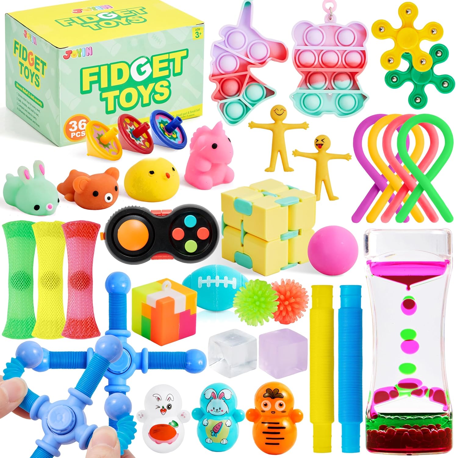 JOYIN 36 Pcs Party Favors for Kids, Popular Fidget Toys Pack, Goodie Bags Fillers for Kids Birthday Party, Prizes in Bulk for School, Pinata Stuffers, Classroom Prizes, Treasure Box Toys