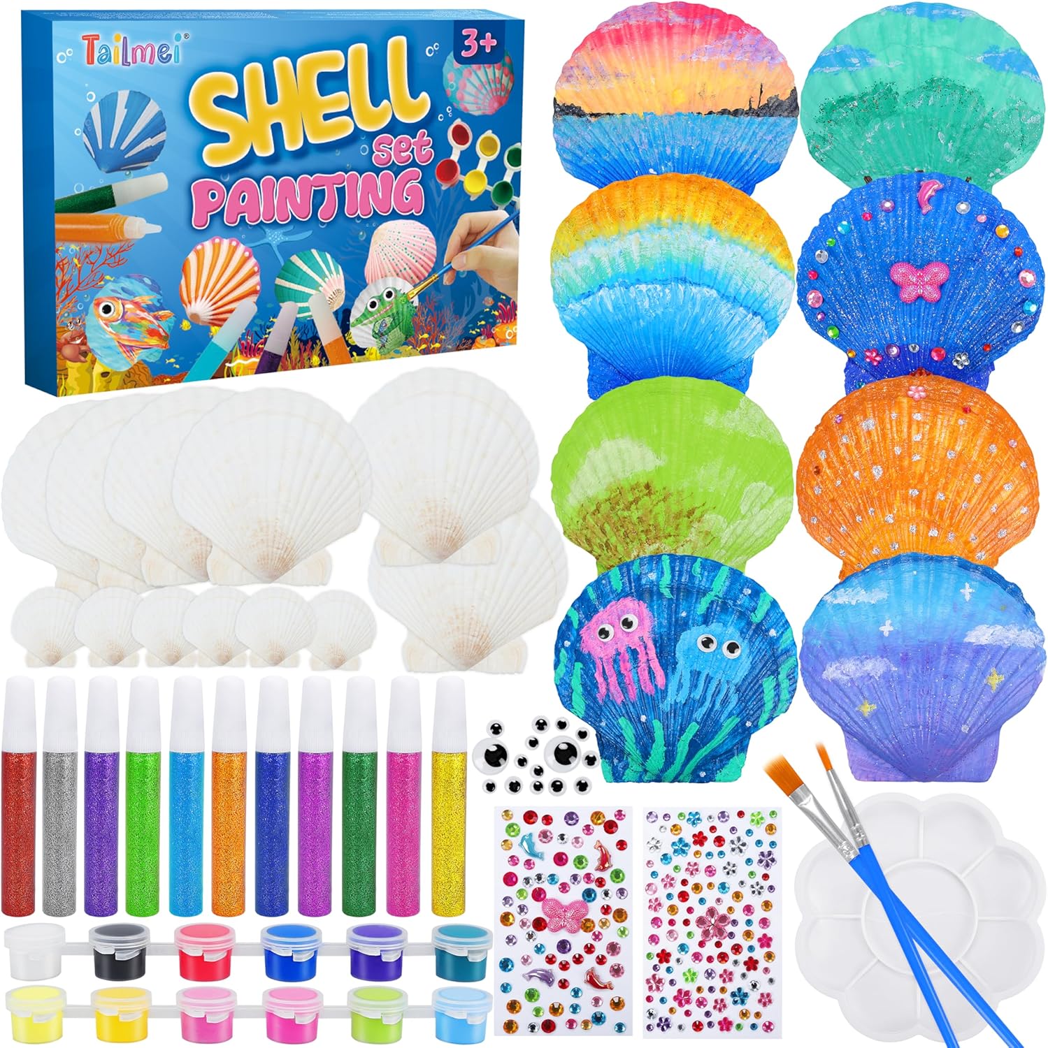 Tailmei Sea Shell Painting Kit for Kids,Art and Craft Kits,DIY Painting Gifts for Girls Boys,Birthday Gifts for Age 5 6 7 8 9 10 11 12 Year Old Girls Boys