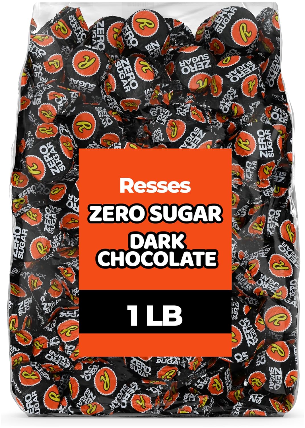 Reeces Zero Sugar Dark Chocolate Peanut Butter Miniatures Cups, 1 lb Bag – Sugar-Free Keto-Friendly Dark Chocolate Treats