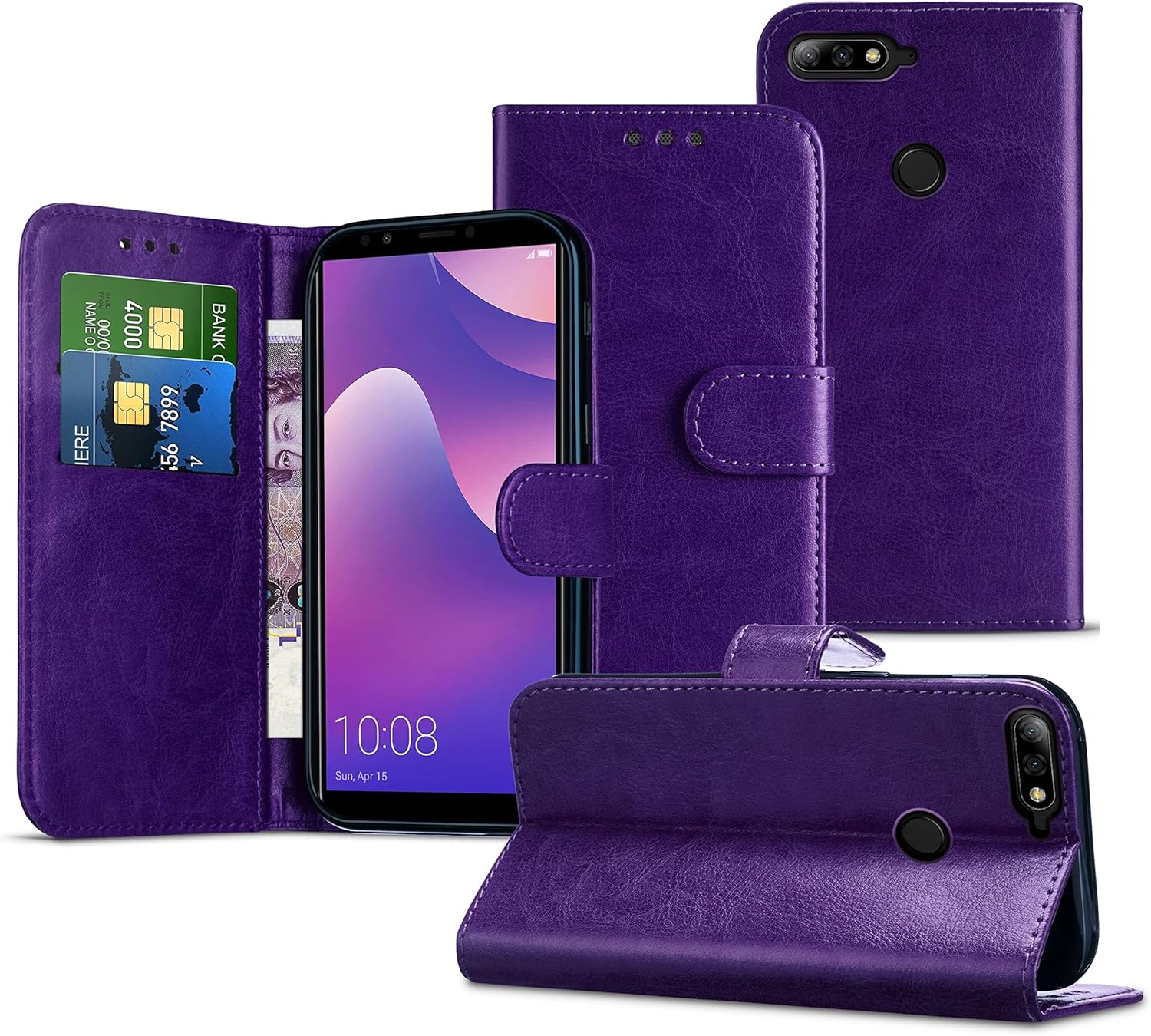 Compatible with Alcatel Pixi 3 (3.5") Case PU Leather Wallet Cover with Card Slots [Shockproof] [Magnetic Closing] Flip Wallet Cover Case Compatible with Alcatel Pixi 3 (3.5") 4009 [Dark Purple]